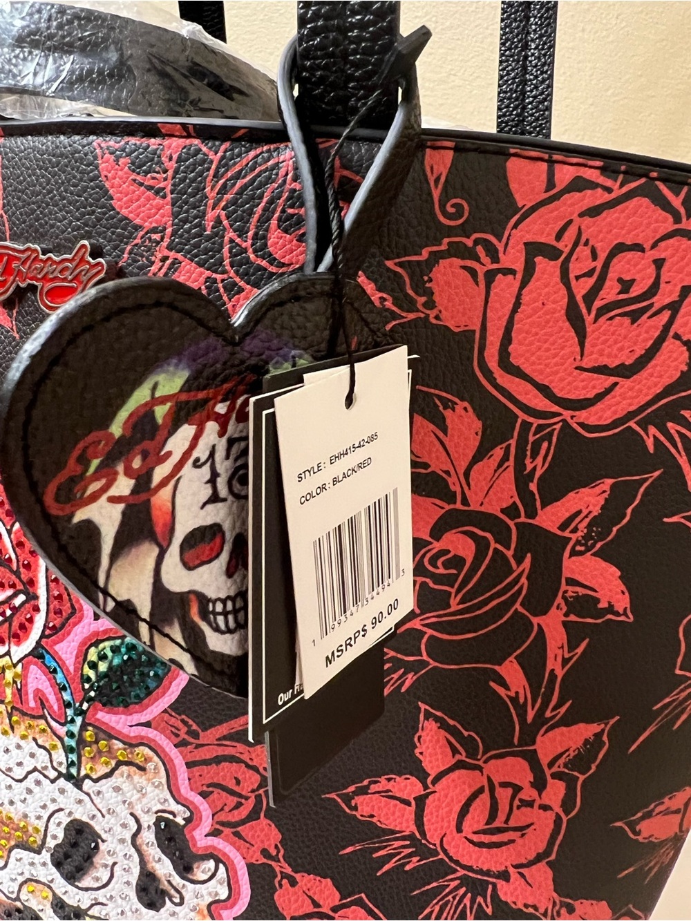 Ed Hardy Rose Skull Tote / hand Bag NWT - Picture 8 of 13